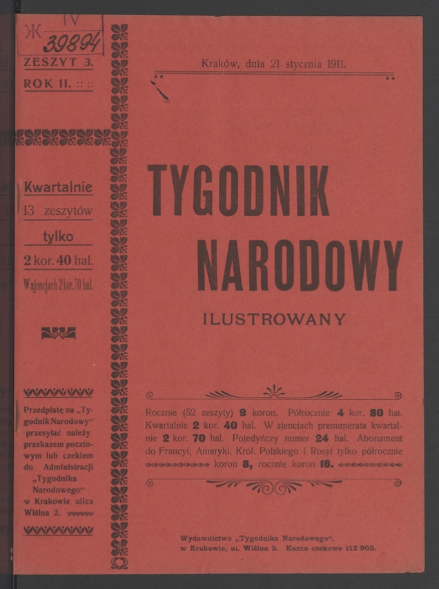 Tygodnik Narodowy Ilustrowany. Rok&nbsp;2, 1911, numer&nbsp;3