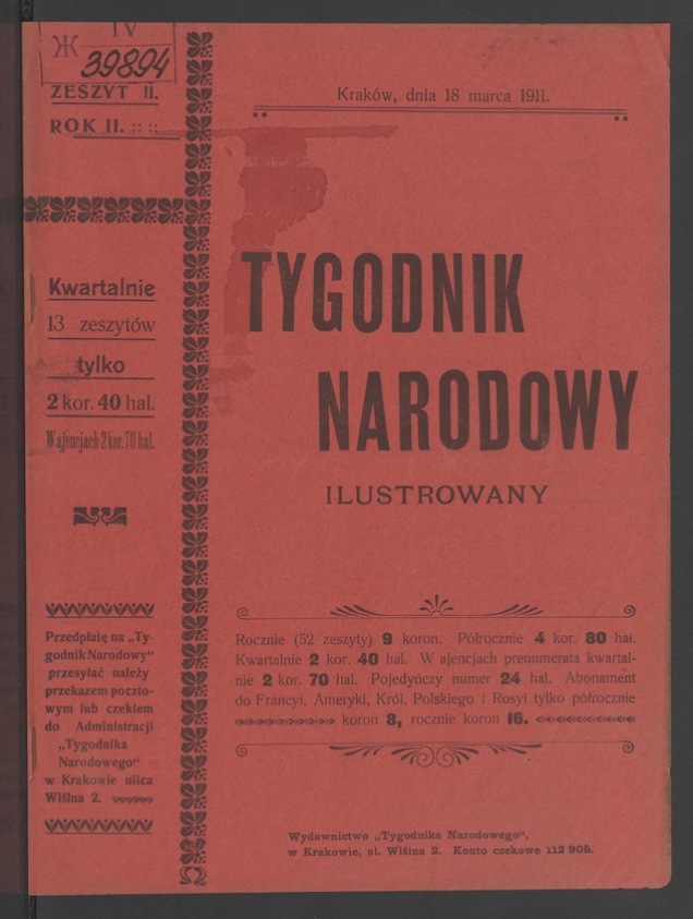 Tygodnik Narodowy Ilustrowany. Rok&nbsp;2, 1911, numer&nbsp;11