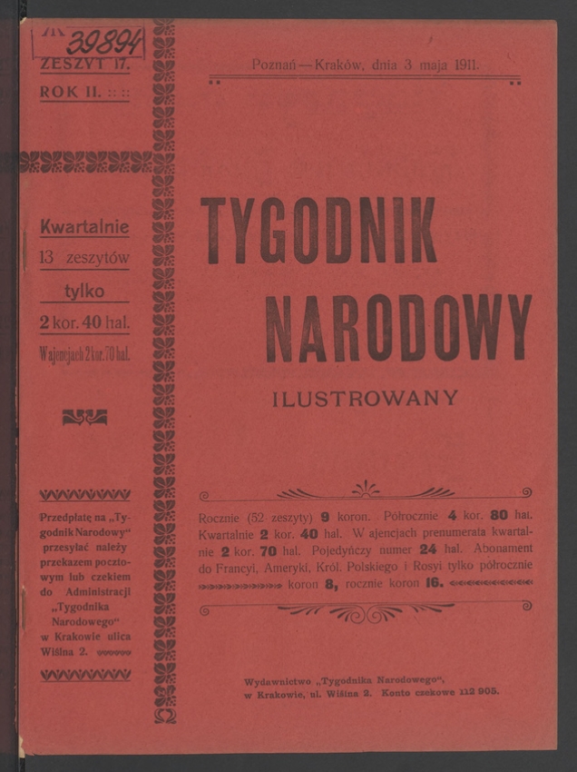 Tygodnik Narodowy Ilustrowany. Rok&nbsp;2, 1911, numer&nbsp;17
