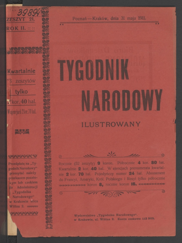 Tygodnik Narodowy Ilustrowany. Rok&nbsp;2, 1911, numer&nbsp;21