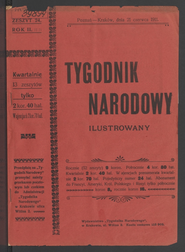 Tygodnik Narodowy Ilustrowany. Rok&nbsp;2, 1911, numer&nbsp;24