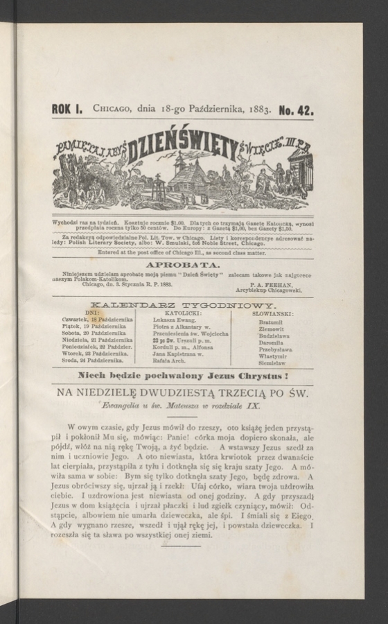 Dzień Święty. Rok&nbsp;1, 1883, numero&nbsp;42