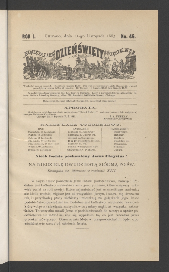 Dzień Święty. Rok&nbsp;1, 1883, numero&nbsp;46