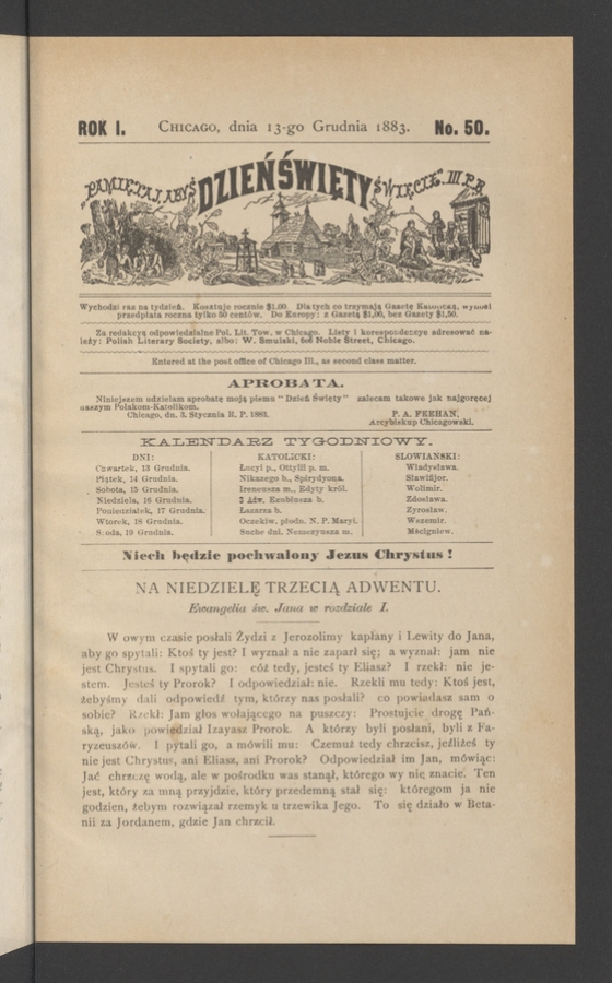 Dzień Święty. Rok&nbsp;1, 1883, numero&nbsp;50