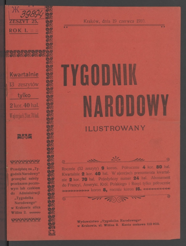Tygodnik Narodowy Ilustrowany. Rok&nbsp;1, 1910, numer&nbsp;25