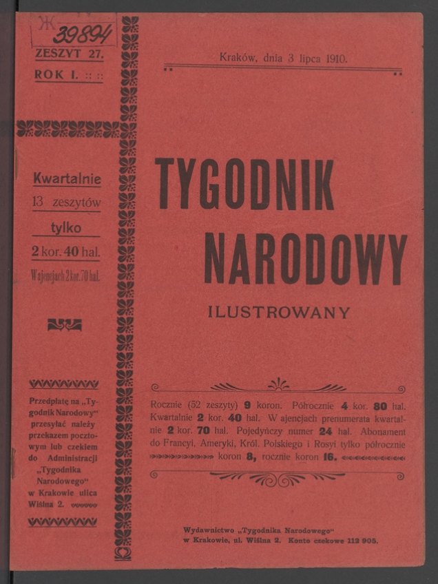 Tygodnik Narodowy Ilustrowany. Rok&nbsp;1, 1910, numer&nbsp;27
