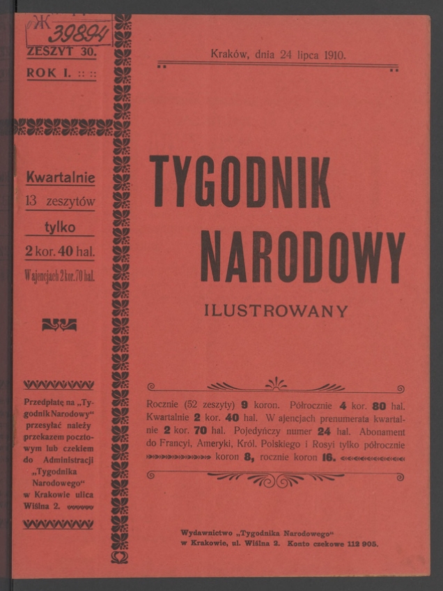 Tygodnik Narodowy Ilustrowany. Rok&nbsp;1, 1910, numer&nbsp;30
