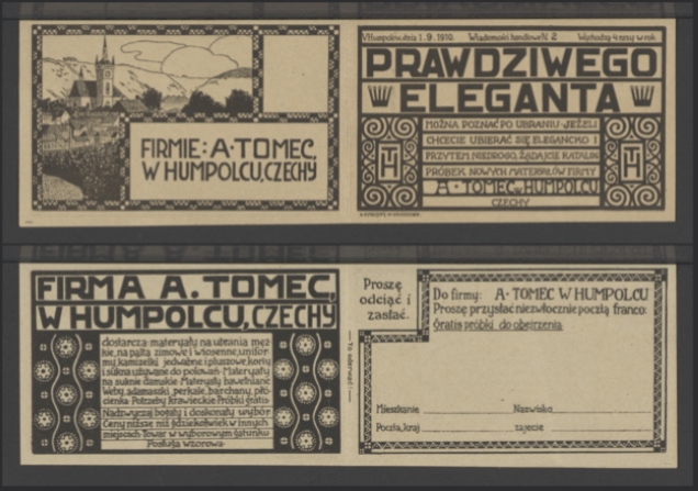 Prawdziwego eleganta można poznać po&nbsp;ubraniu. Firma A.&nbsp;Tomec w&nbsp;Humpolcu, Czechy