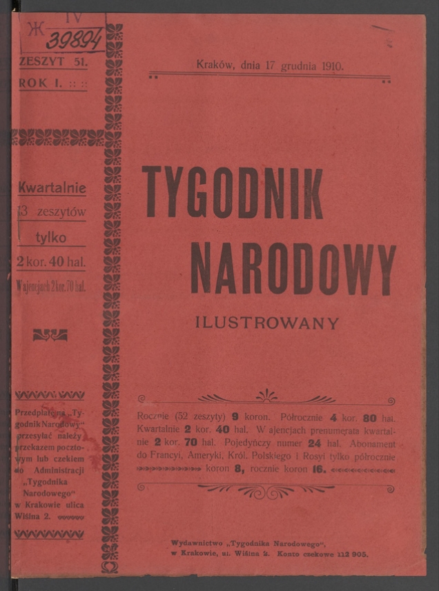 Tygodnik Narodowy Ilustrowany. Rok&nbsp;1, 1910, numer&nbsp;51