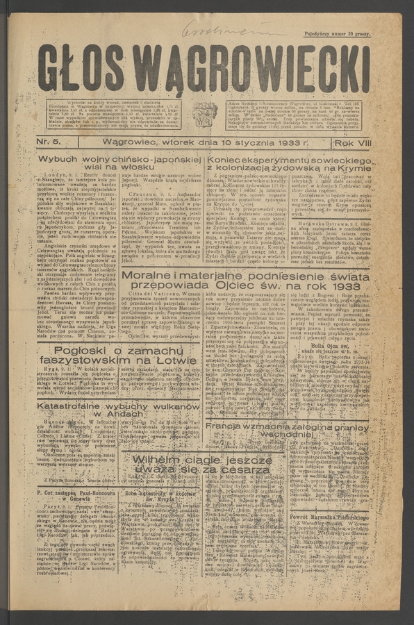 Głos Wągrowiecki. Rok 8, 1933, numer 5