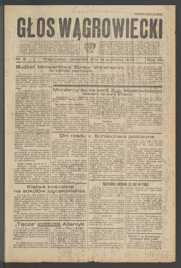 Głos Wągrowiecki. Rok 8, 1933, numer 9