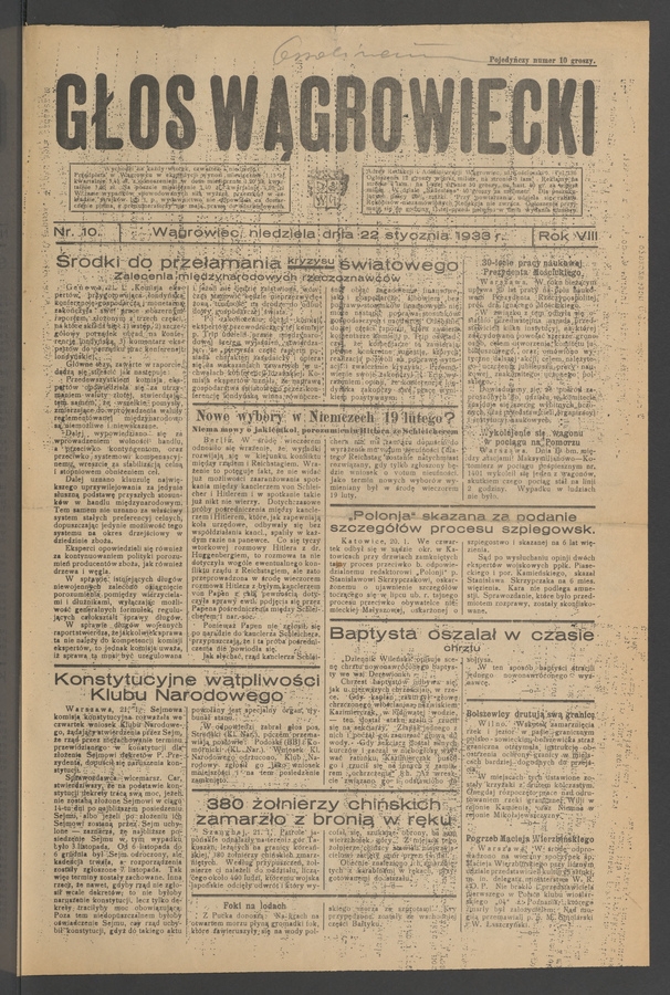 Głos Wągrowiecki. Rok&nbsp;8, 1933, numer&nbsp;10