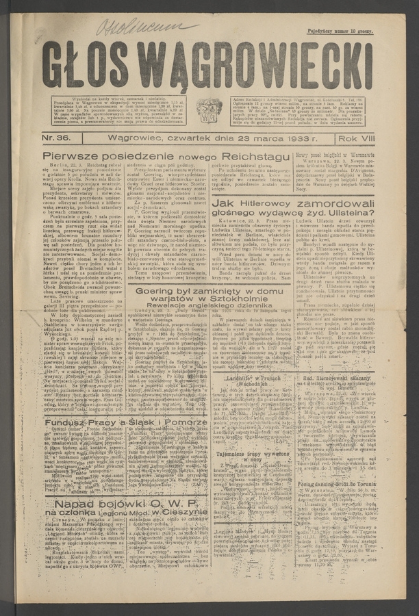 Głos Wągrowiecki. Rok 8, 1933, numer 36