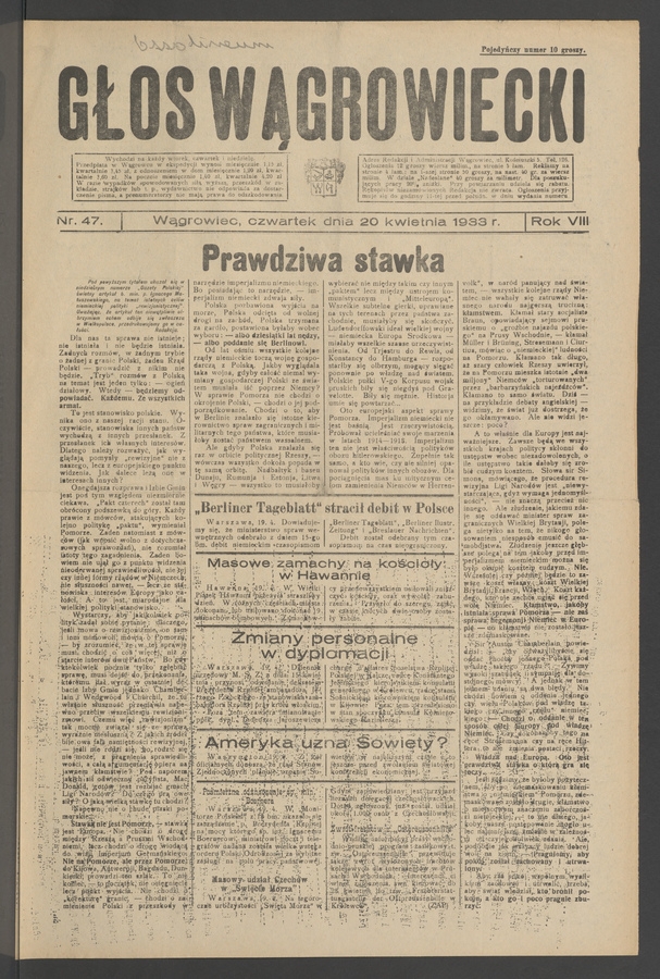 Głos Wągrowiecki. Rok 8, 1933, numer 47