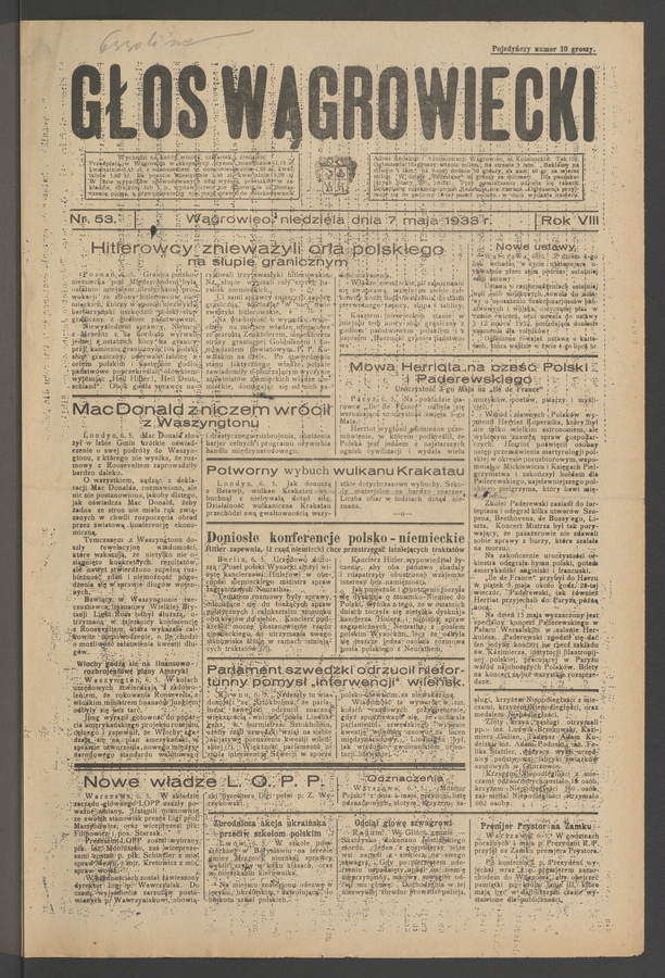 Głos Wągrowiecki. Rok 8, 1933, numer 53
