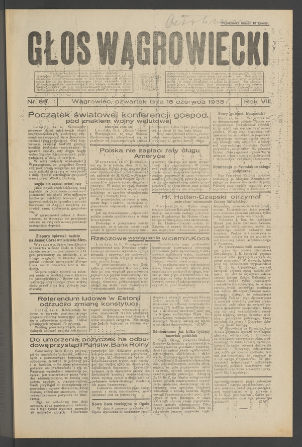 Głos Wągrowiecki. Rok 8, 1933, numer 69
