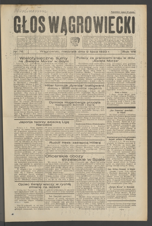 Głos Wągrowiecki. Rok 8, 1933, numer 76