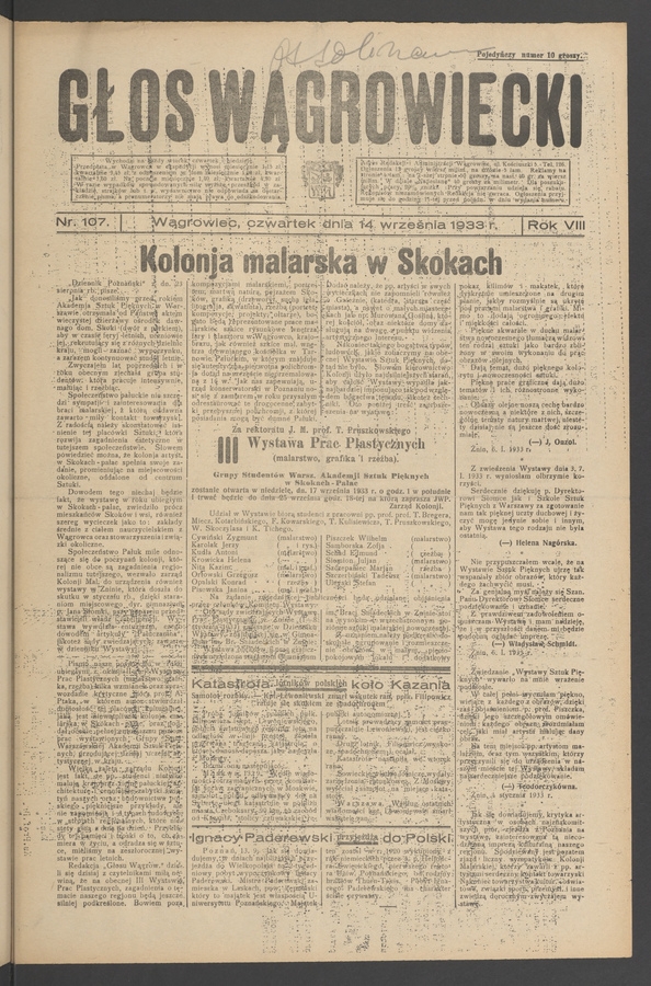 Głos Wągrowiecki. Rok&nbsp;8, 1933, numer&nbsp;107