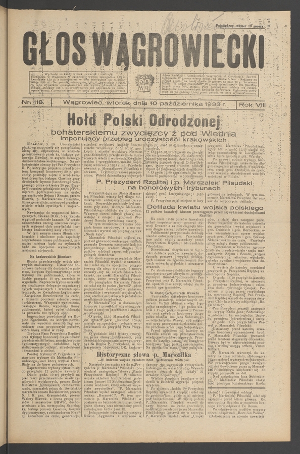 Głos Wągrowiecki. Rok 8, 1933, numer 118