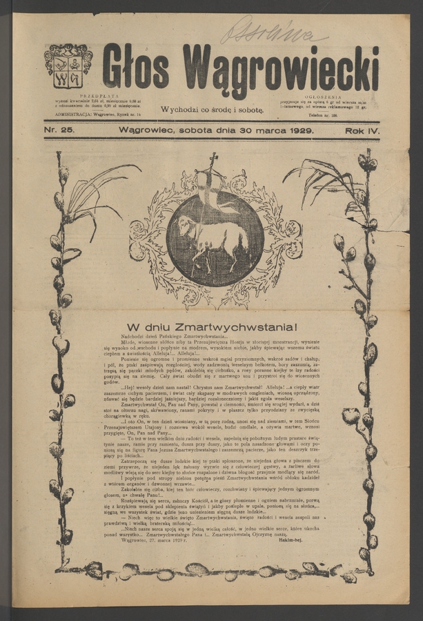 Głos Wągrowiecki. Rok&nbsp;4, 1929, numer&nbsp;25