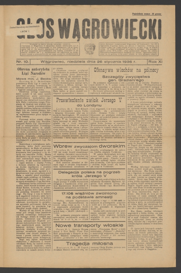Głos Wągrowiecki. Rok&nbsp;11, 1936, numer&nbsp;10