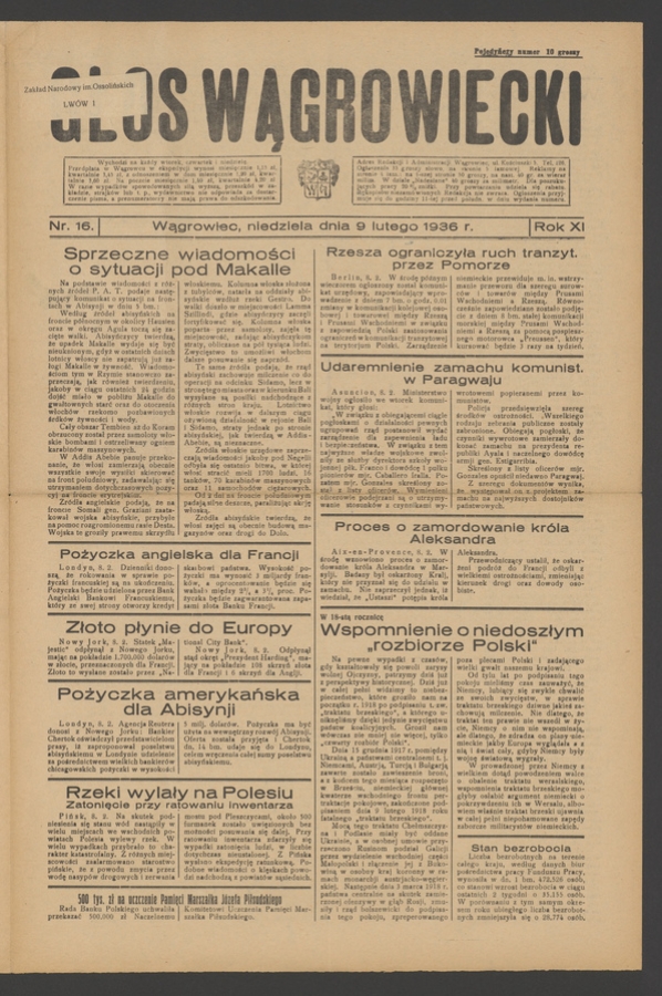 Głos Wągrowiecki. Rok&nbsp;11, 1936, numer&nbsp;16