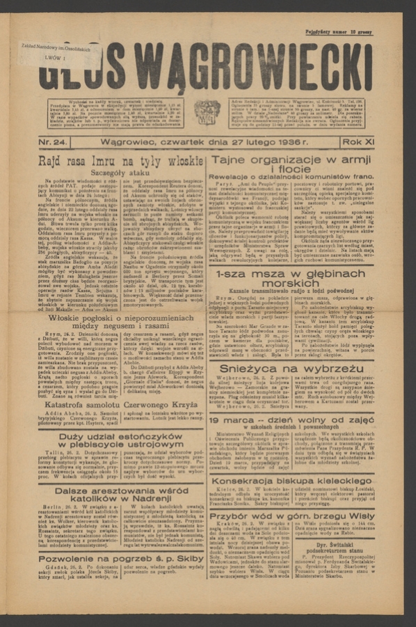 Głos Wągrowiecki. Rok&nbsp;11, 1936, numer&nbsp;24