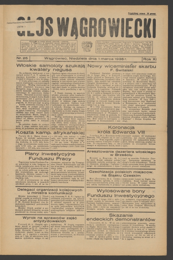 Głos Wągrowiecki. Rok&nbsp;11, 1936, numer&nbsp;25