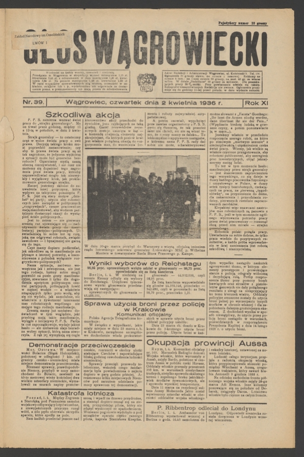 Głos Wągrowiecki. Rok&nbsp;11, 1936, numer&nbsp;39