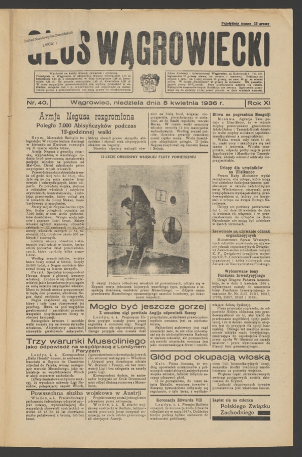Głos Wągrowiecki. Rok&nbsp;11, 1936, numer&nbsp;40