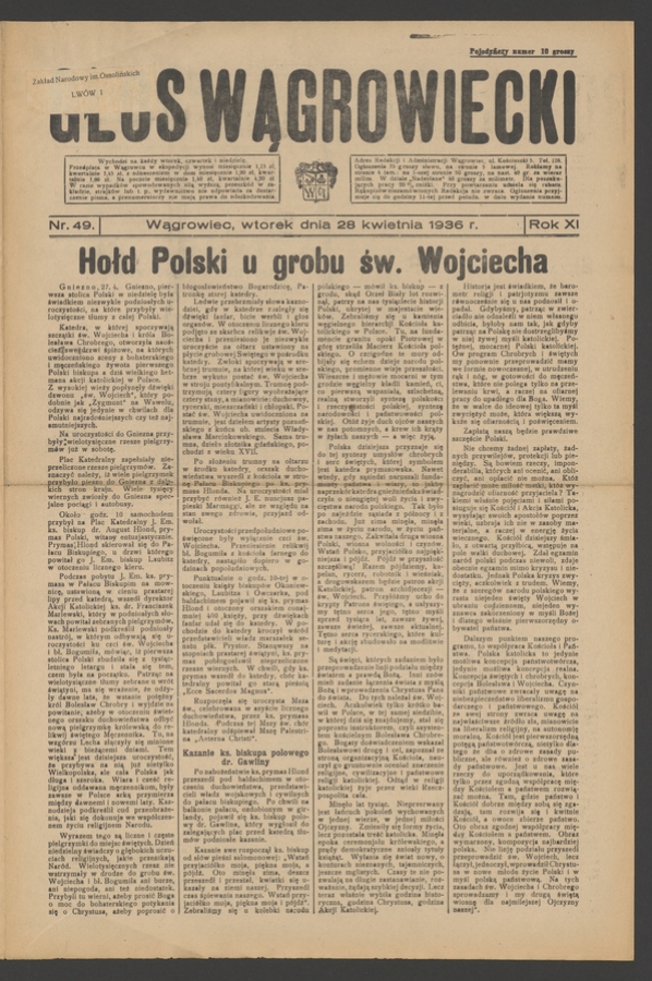 Głos Wągrowiecki. Rok&nbsp;11, 1936, numer&nbsp;49