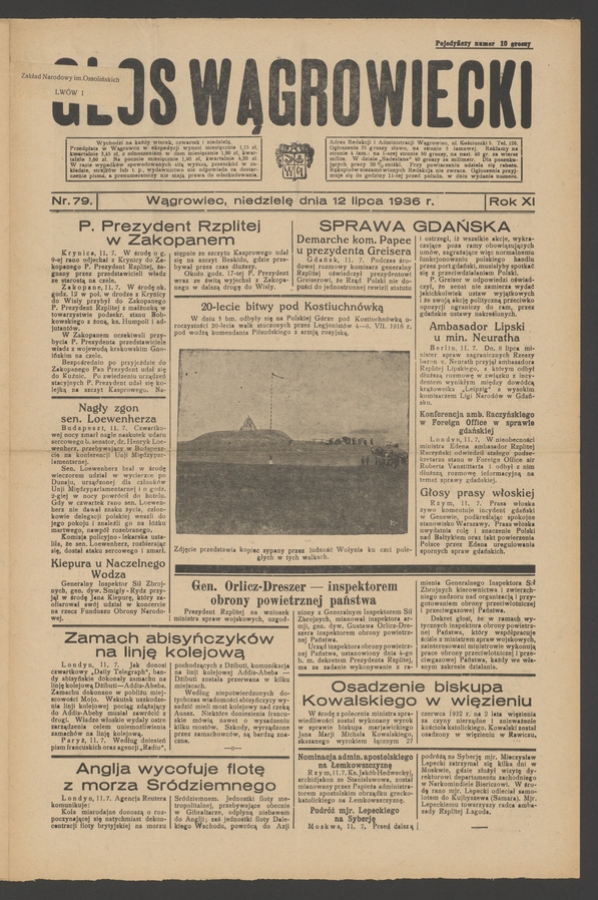 Głos Wągrowiecki. Rok&nbsp;11, 1936, numer&nbsp;79