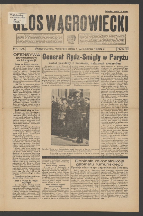 Głos Wągrowiecki. Rok&nbsp;11, 1936, numer&nbsp;101