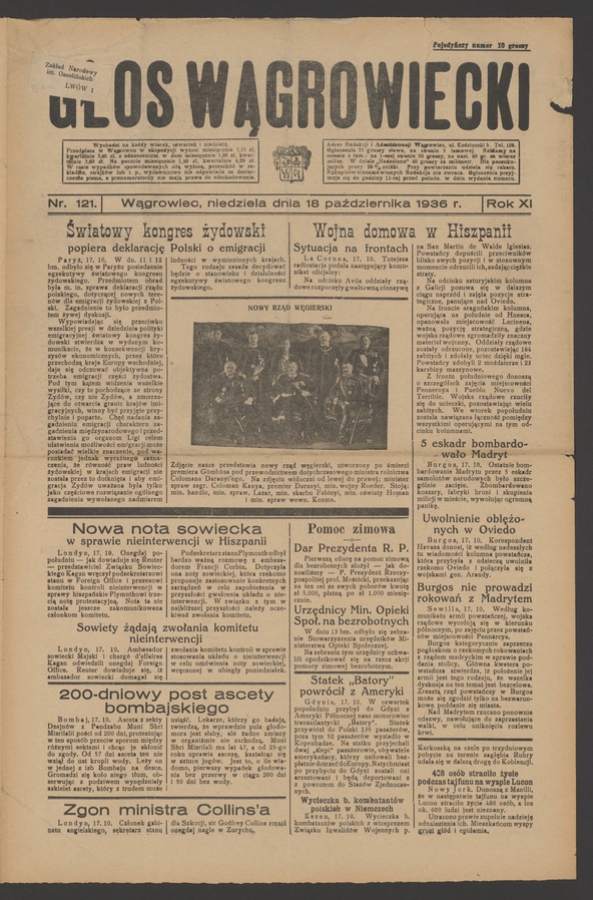 Głos Wągrowiecki. Rok&nbsp;11, 1936, numer&nbsp;121