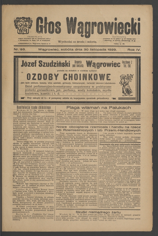 Głos Wągrowiecki. Rok&nbsp;4, 1929, numer&nbsp;93