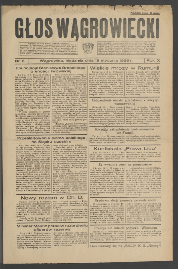 Głos Wągrowiecki. Rok&nbsp;10, 1935, numer&nbsp;6