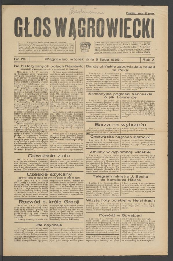 Głos Wągrowiecki. Rok&nbsp;10, 1935, numer&nbsp;79
