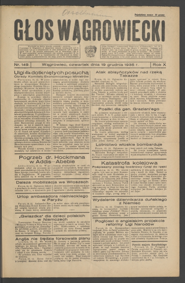Głos Wągrowiecki. Rok&nbsp;10, 1935, numer&nbsp;149